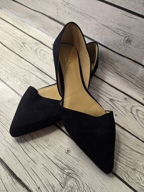 J.Crew Black Suede D’Orsay Flats Pointed Toe Women's Size 7.5